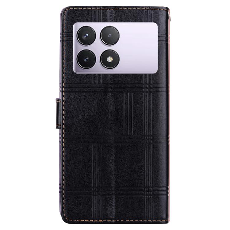 For Redmi K70E / Poco X6 Pro Embossed Checkered Leather Phone Case
