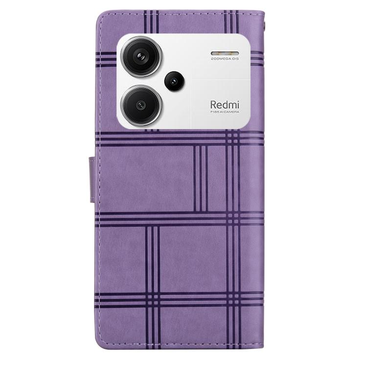 For Redmi Note 13 Pro+ Embossed Checkered Leather Phone Case