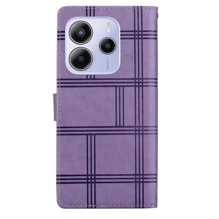 For Redmi Note 14 4G 164.84mm Embossed Checkered Leather Phone Case