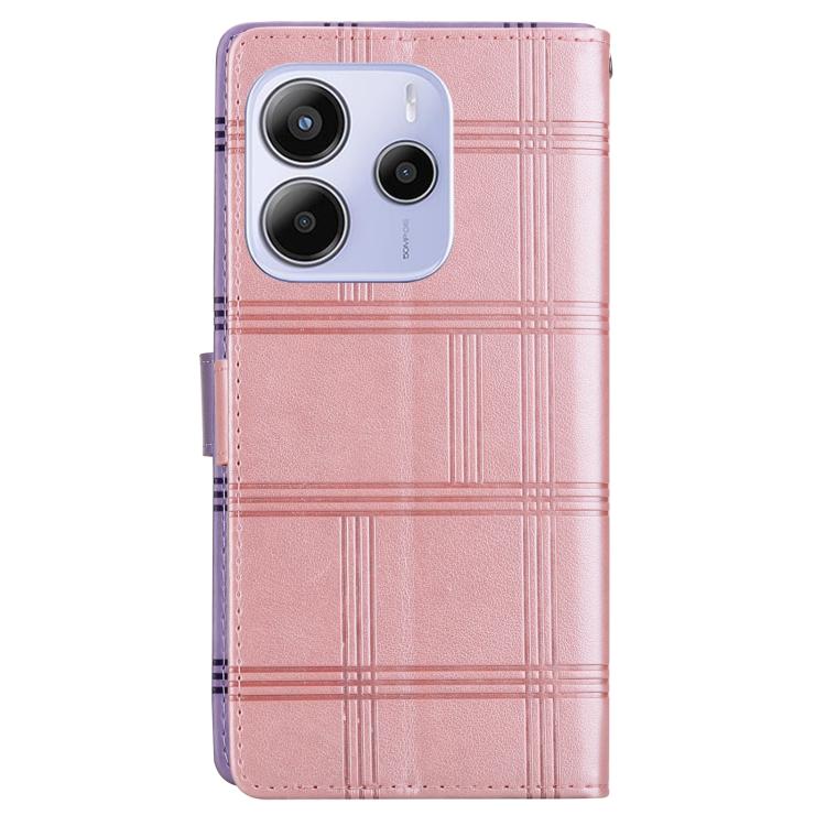 For Redmi Note 14 4G 164.84mm Embossed Checkered Leather Phone Case