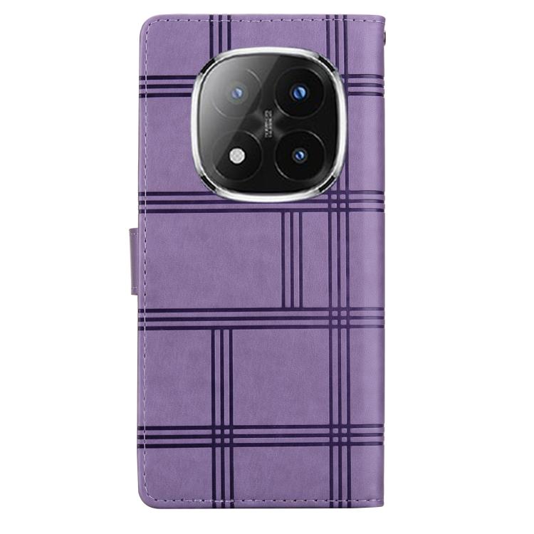 For Redmi Note 14 Pro+ 5G / Poco X7 5G Embossed Checkered Leather Phone Case