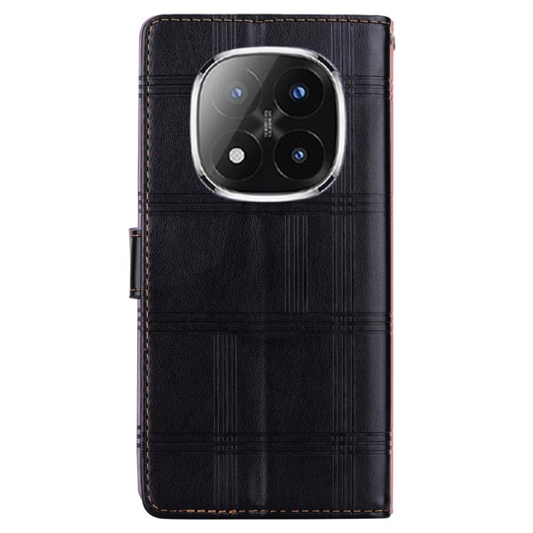 For Redmi Note 14 Pro+ 5G / Poco X7 5G Embossed Checkered Leather Phone Case