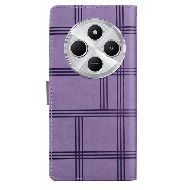 For Redmi 14C 5G Embossed Checkered Leather Phone Case