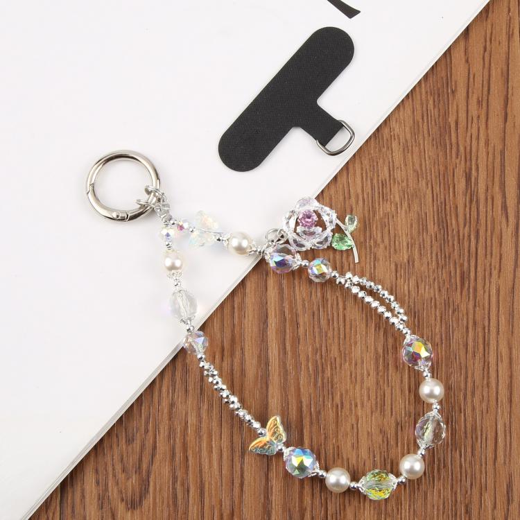Zircon Flowers Bead Chain Phone Anti-lost Short Lanyard