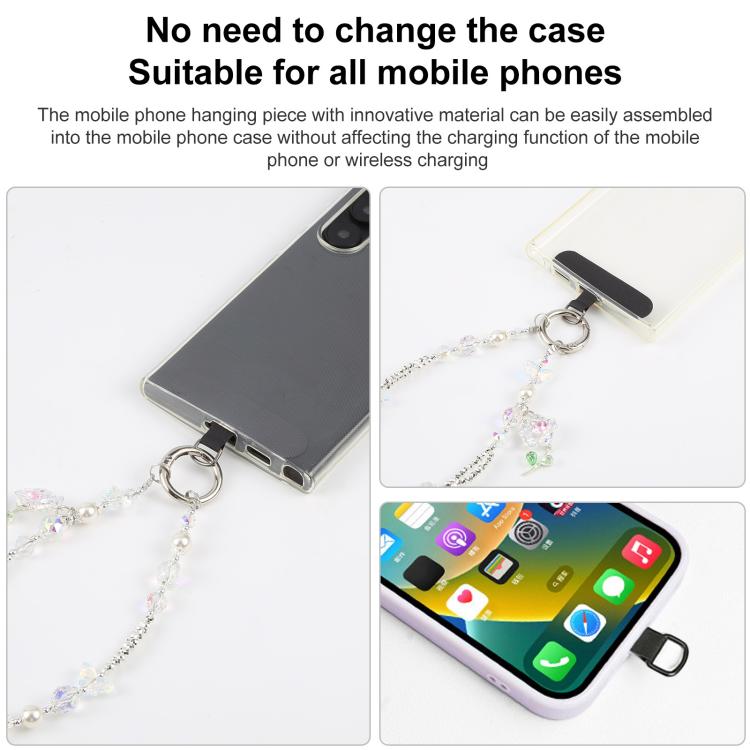 Zircon Flowers Bead Chain Phone Anti-lost Short Lanyard