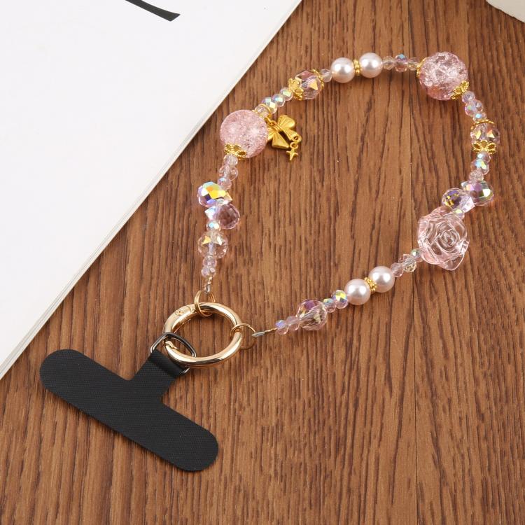 Flower Ice Bead Chain Phone Anti-lost Short Lanyard