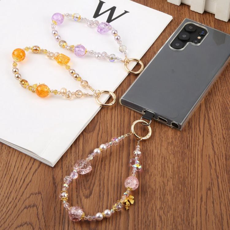 Flower Ice Bead Chain Phone Anti-lost Short Lanyard
