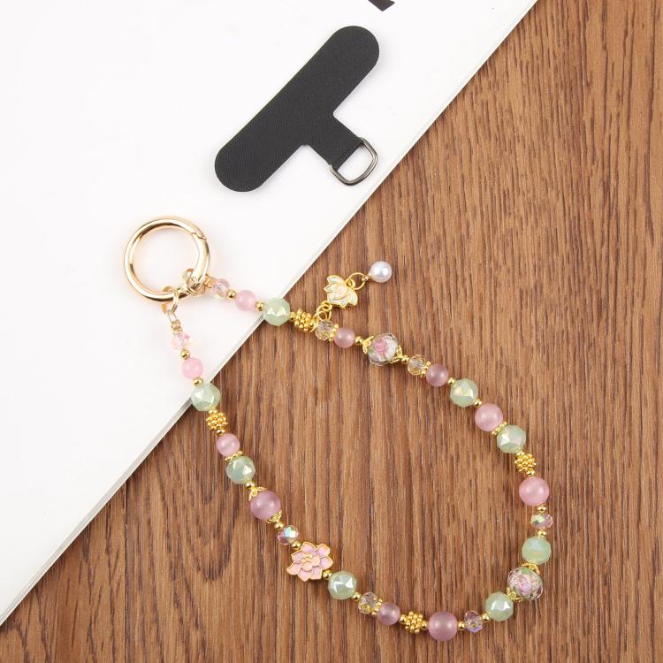 Lotus Bead Chain Phone Anti-lost Short Lanyard - Pink Green