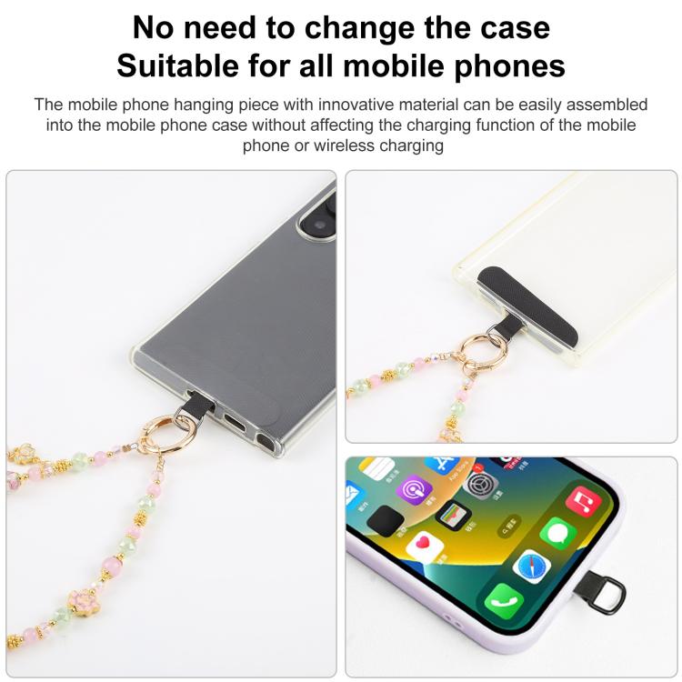 Lotus Bead Chain Phone Anti-lost Short Lanyard - Pink Green