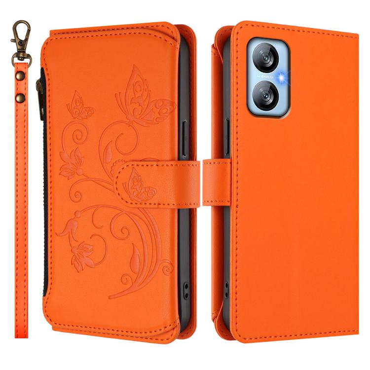 For Blackview A52 / A52 Pro Butterfly Love Flower Multi-card Zipper Wallet Leather Phone Case