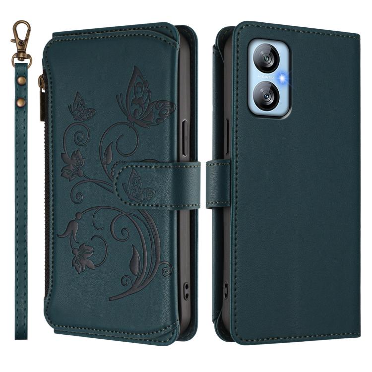 For Blackview A52 / A52 Pro Butterfly Love Flower Multi-card Zipper Wallet Leather Phone Case