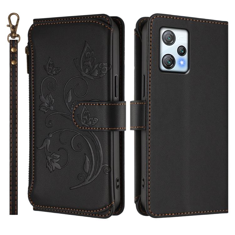 For Blackview A53 Butterfly Love Flower Multi-card Zipper Wallet Leather Phone Case