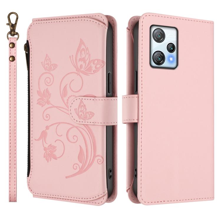 For Blackview A53 Butterfly Love Flower Multi-card Zipper Wallet Leather Phone Case