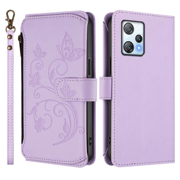 For Blackview A53 Butterfly Love Flower Multi-card Zipper Wallet Leather Phone Case