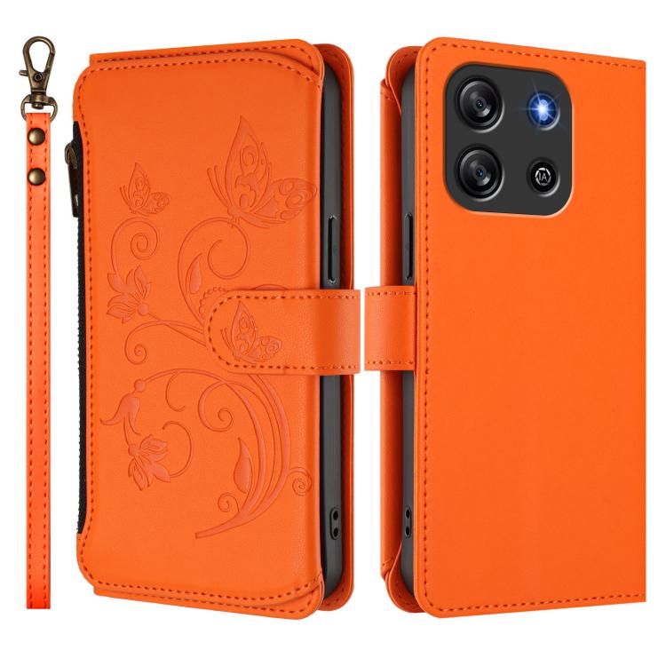 For Blackview Oscal FLAT 1C Butterfly Love Flower Multi-card Zipper Wallet Leather Phone Case