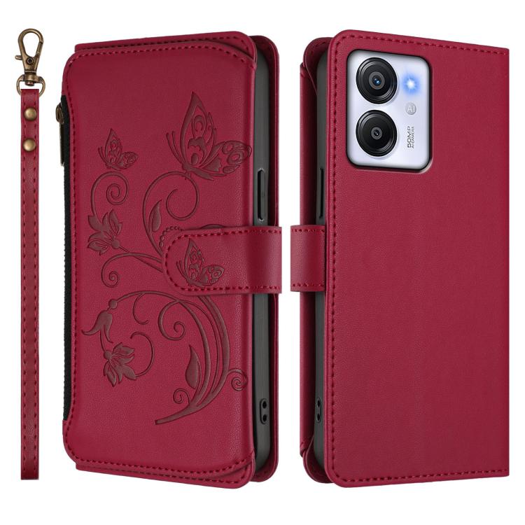 For Blackview Oscal Modern 8 / Color 8 Butterfly Love Flower Multi-card Zipper Wallet Leather Phone Case