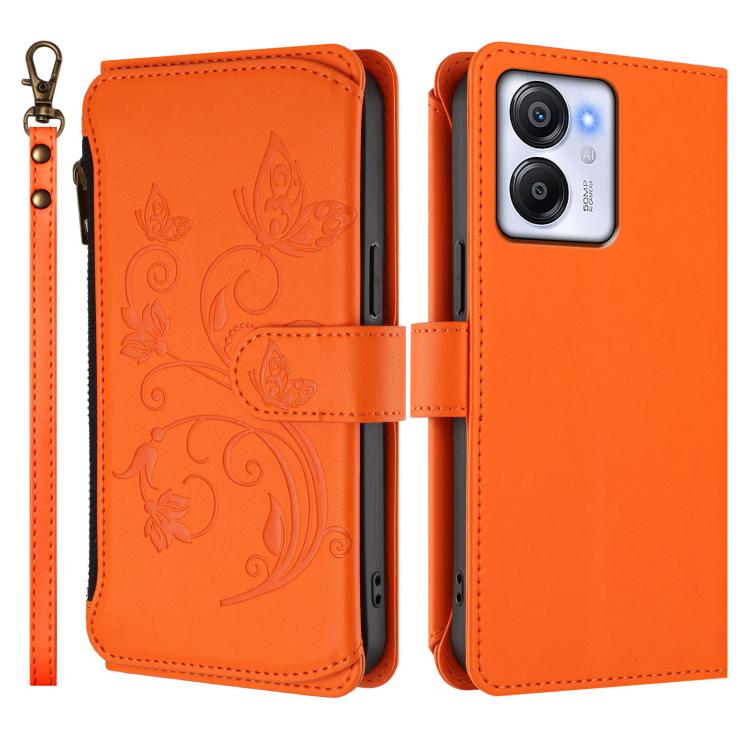 For Blackview Oscal Modern 8 / Color 8 Butterfly Love Flower Multi-card Zipper Wallet Leather Phone Case