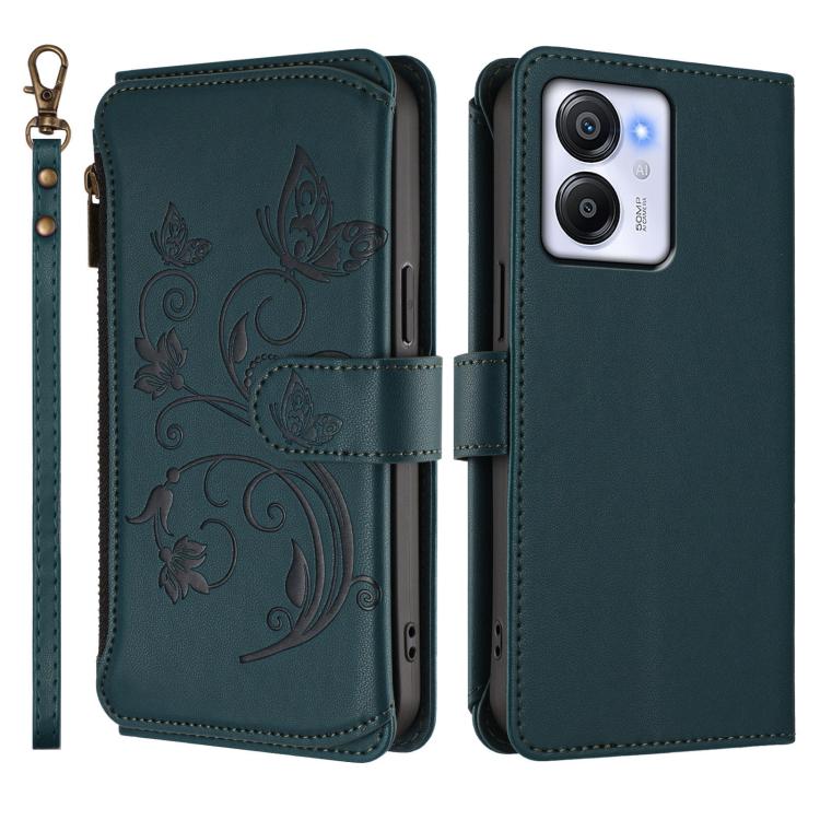 For Blackview Oscal Modern 8 / Color 8 Butterfly Love Flower Multi-card Zipper Wallet Leather Phone Case