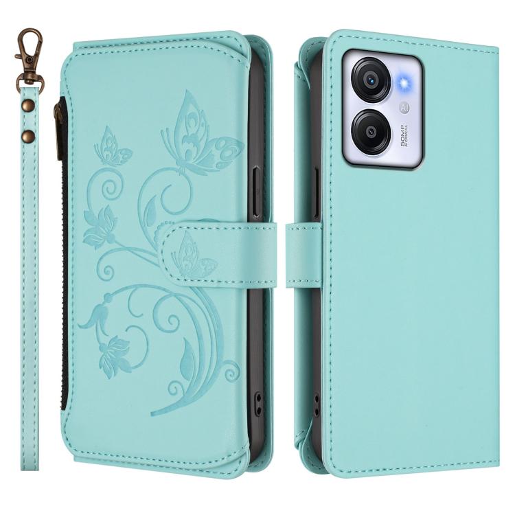 For Blackview Oscal Modern 8 / Color 8 Butterfly Love Flower Multi-card Zipper Wallet Leather Phone Case