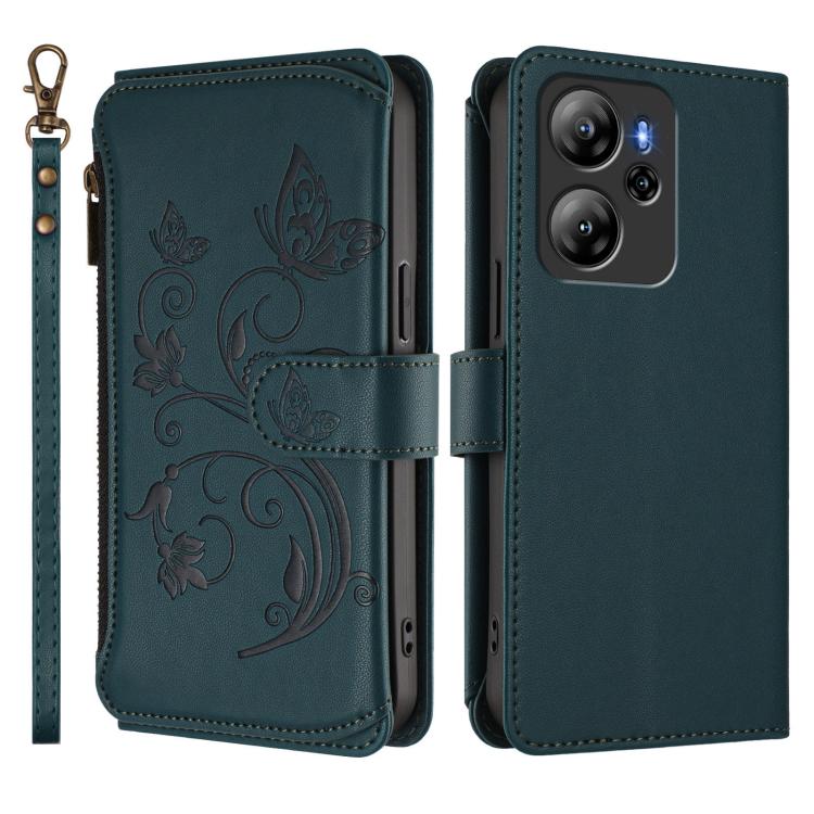 For Blackview Oscal Tiger 13 Butterfly Love Flower Multi-card Zipper Wallet Leather Phone Case