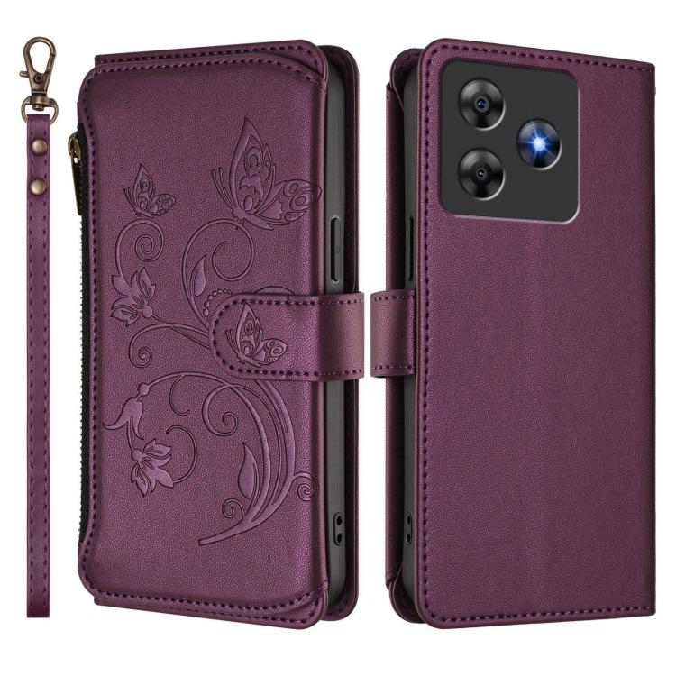 For Blackview Wave 8C / 8 Butterfly Love Flower Multi-card Zipper Wallet Leather Phone Case