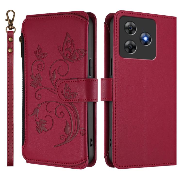 For Blackview Wave 8C / 8 Butterfly Love Flower Multi-card Zipper Wallet Leather Phone Case