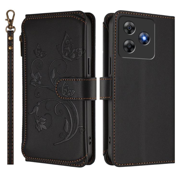 For Blackview Wave 8C / 8 Butterfly Love Flower Multi-card Zipper Wallet Leather Phone Case