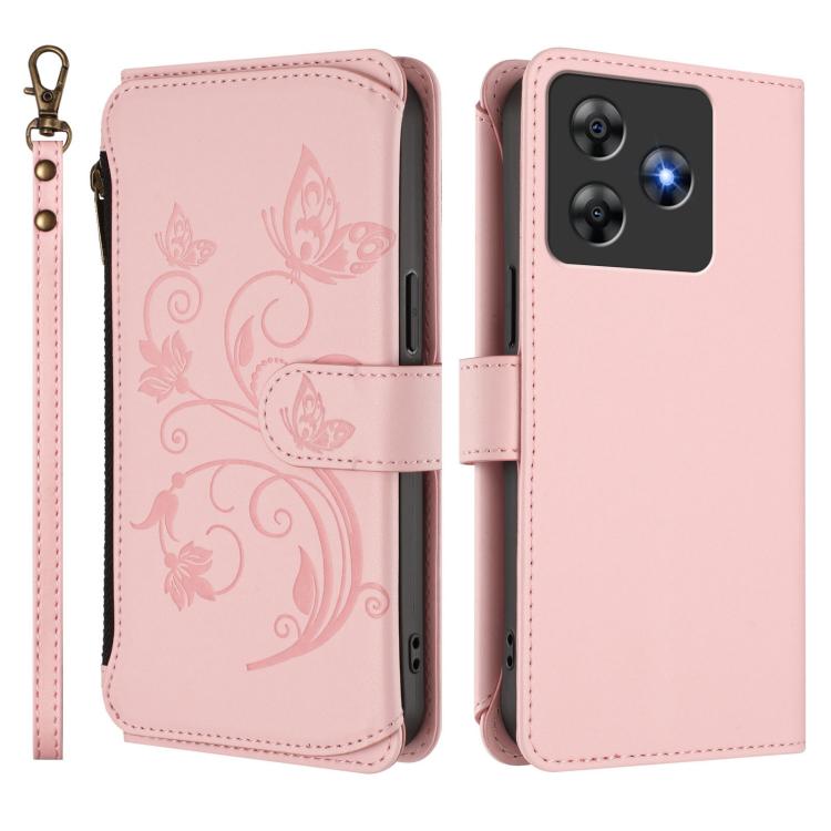 For Blackview Wave 8C / 8 Butterfly Love Flower Multi-card Zipper Wallet Leather Phone Case