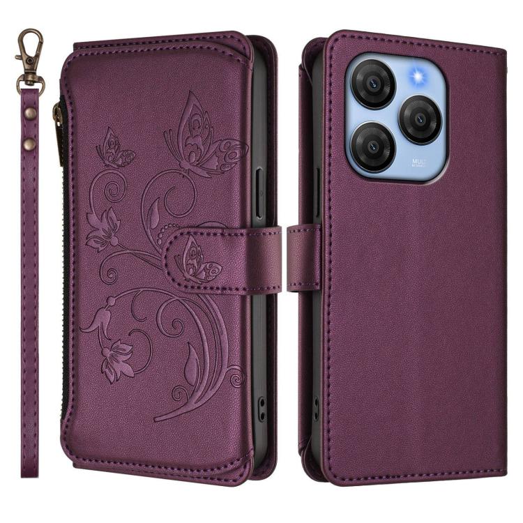 For Blackview Shark 9 5G Butterfly Love Flower Multi-card Zipper Wallet Leather Phone Case