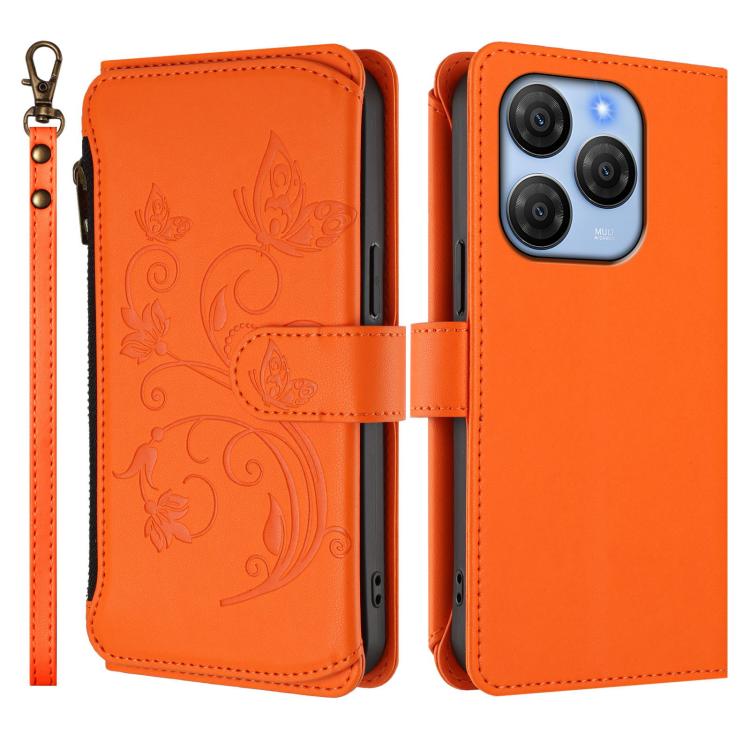 For Blackview Shark 9 5G Butterfly Love Flower Multi-card Zipper Wallet Leather Phone Case