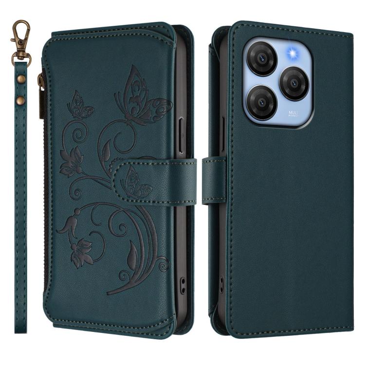 For Blackview Shark 9 5G Butterfly Love Flower Multi-card Zipper Wallet Leather Phone Case