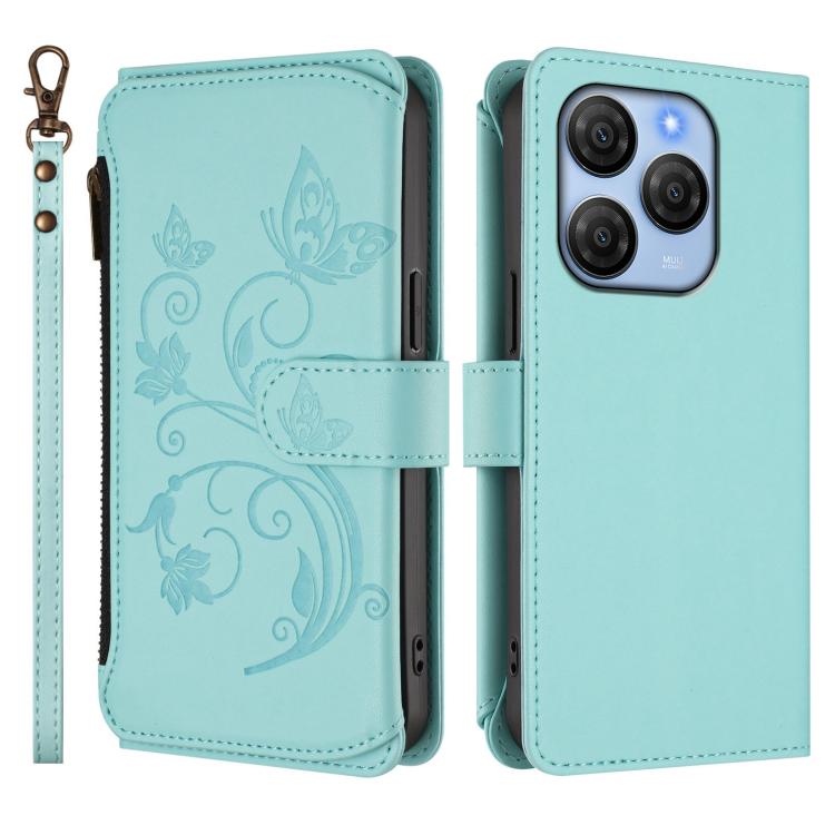 For Blackview Shark 9 5G Butterfly Love Flower Multi-card Zipper Wallet Leather Phone Case