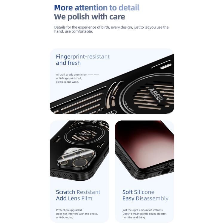 For iPhone 15 Pro Max ABEEL Ice Fox Series Magsafe Heat Sink Cooling Phone Case