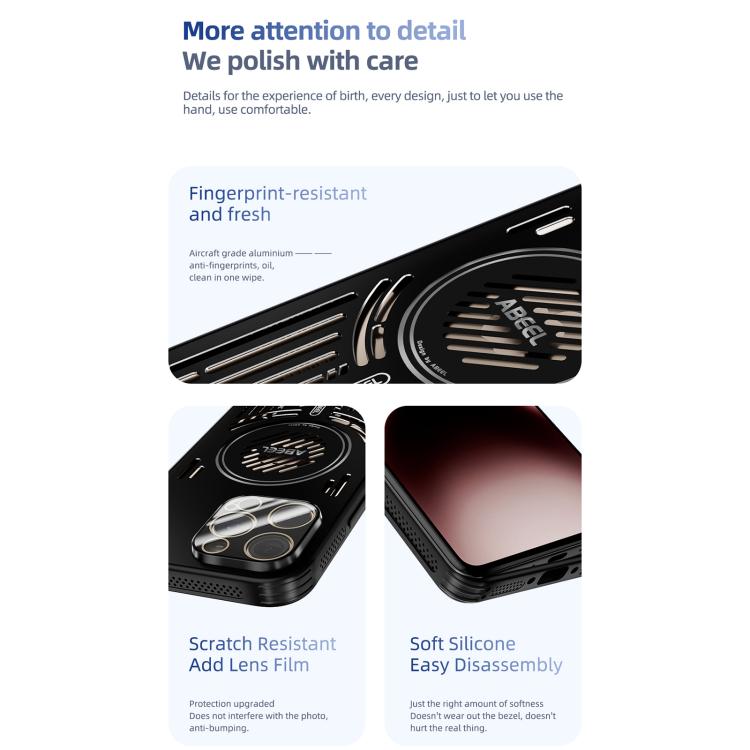 For iPhone 16 ABEEL Ice Fox Series Magsafe Heat Sink Cooling Phone Case