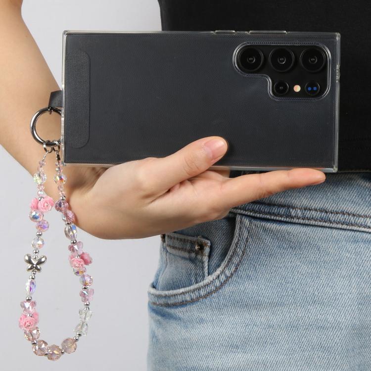 Rose Bead Chain Phone Anti-lost Short Lanyard