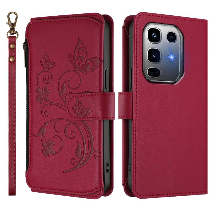For Infinix Note 50 Pro+ 5G Butterfly Love Flower Multi-card Zipper Wallet Leather Phone Case
