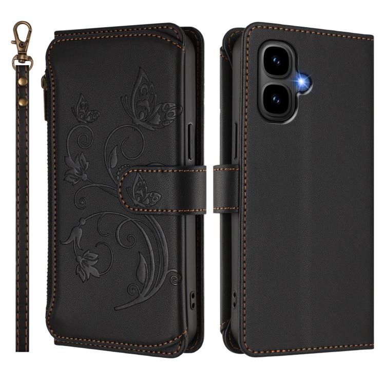 For Infinix Smart 10 / Tecno Pop 10 Butterfly Love Flower Multi-card Zipper Wallet Leather Phone Case