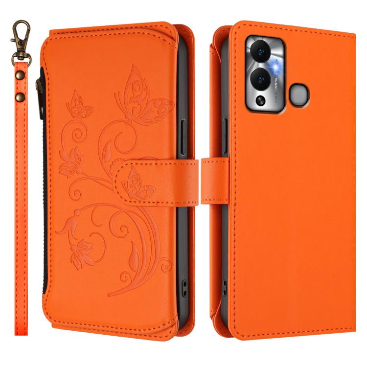 For Infinix Hot 12 Play Butterfly Love Flower Multi-card Zipper Wallet Leather Phone Case