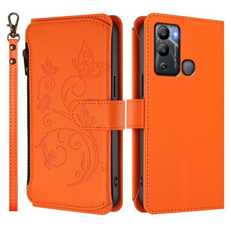 For Infinix Hot 12i / 20i Butterfly Love Flower Multi-card Zipper Wallet Leather Phone Case