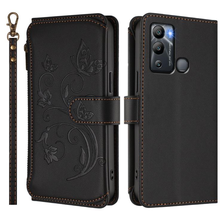 For Infinix Hot 12i / 20i Butterfly Love Flower Multi-card Zipper Wallet Leather Phone Case