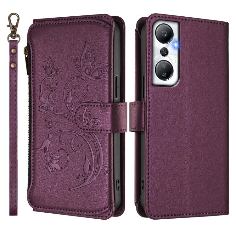For Infinix Hot 20 4G Butterfly Love Flower Multi-card Zipper Wallet Leather Phone Case