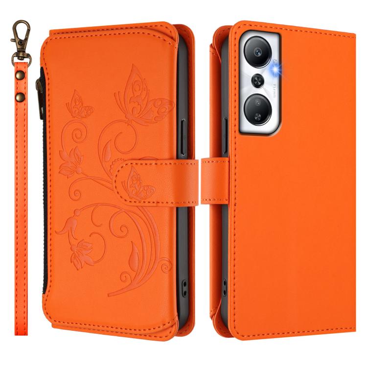 For Infinix Hot 20 4G Butterfly Love Flower Multi-card Zipper Wallet Leather Phone Case