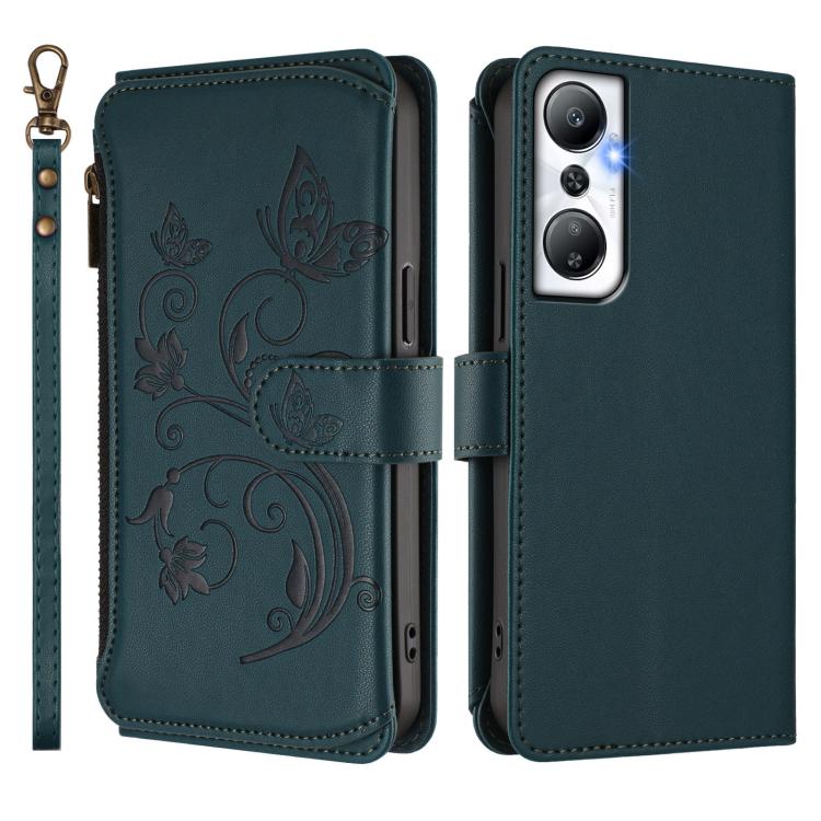 For Infinix Hot 20 4G Butterfly Love Flower Multi-card Zipper Wallet Leather Phone Case