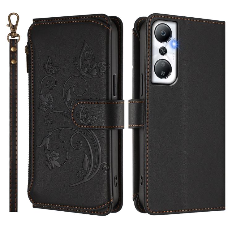 For Infinix Hot 20 4G Butterfly Love Flower Multi-card Zipper Wallet Leather Phone Case