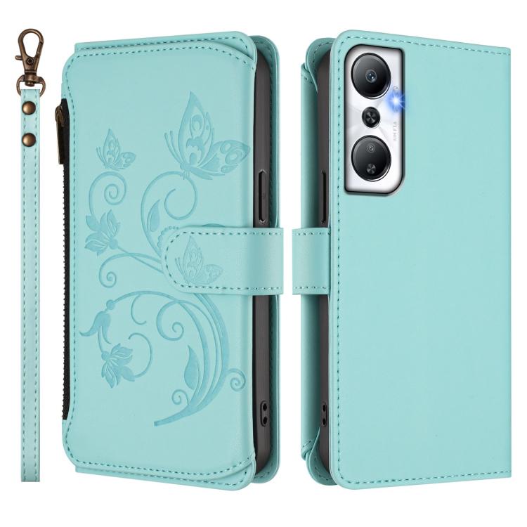 For Infinix Hot 20 4G Butterfly Love Flower Multi-card Zipper Wallet Leather Phone Case