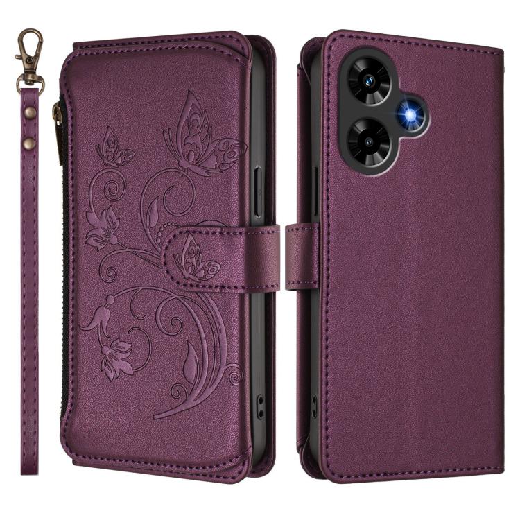 For Infinix Hot 30 4G Butterfly Love Flower Multi-card Zipper Wallet Leather Phone Case