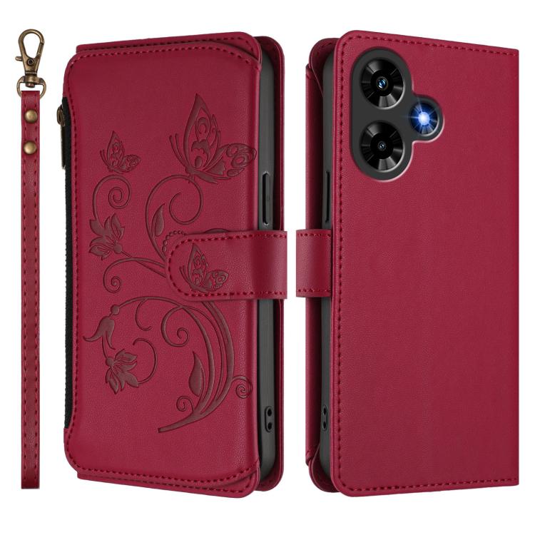 For Infinix Hot 30 4G Butterfly Love Flower Multi-card Zipper Wallet Leather Phone Case