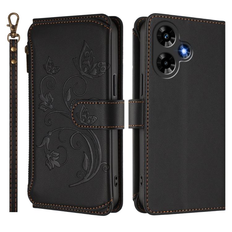 For Infinix Hot 30 4G Butterfly Love Flower Multi-card Zipper Wallet Leather Phone Case
