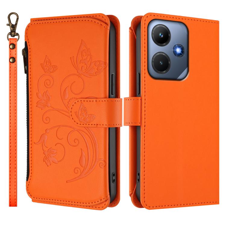For Infinix Hot 30i / X669 Butterfly Love Flower Multi-card Zipper Wallet Leather Phone Case