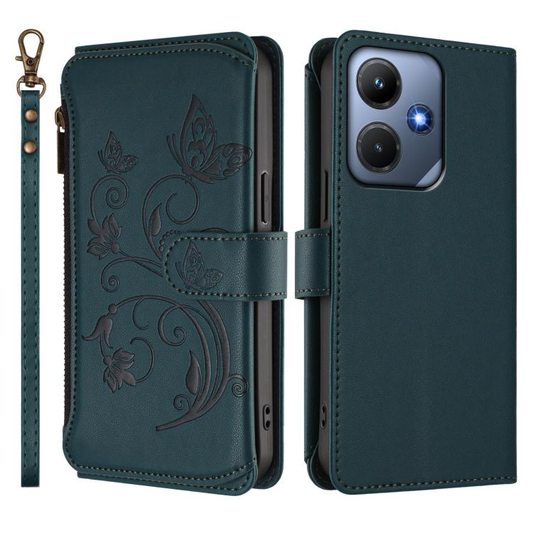 For Infinix Hot 30i / X669 Butterfly Love Flower Multi-card Zipper Wallet Leather Phone Case